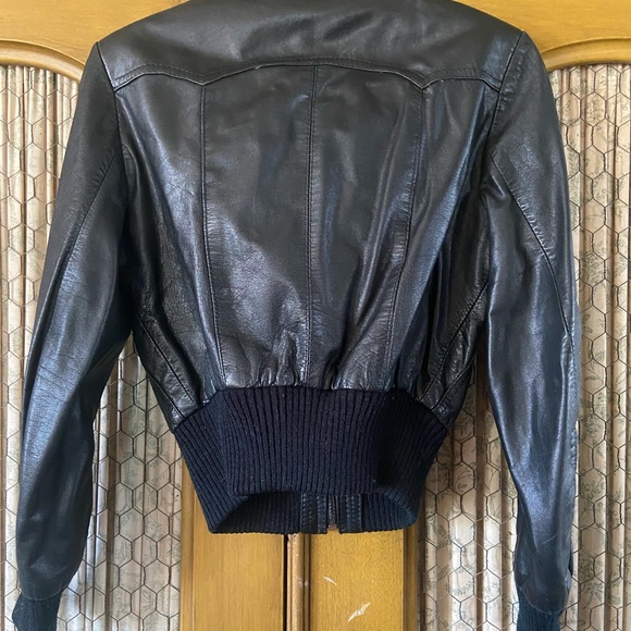Vintage Black Cropped Moto Leather Jacket | Sz Small - Picture 2 of 4
